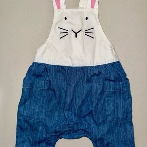 Hanna Andersson Blue and White Bunny Overalls